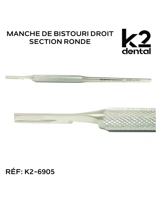 Manche de bistouri droit, section ronde - 12.90€ TTC