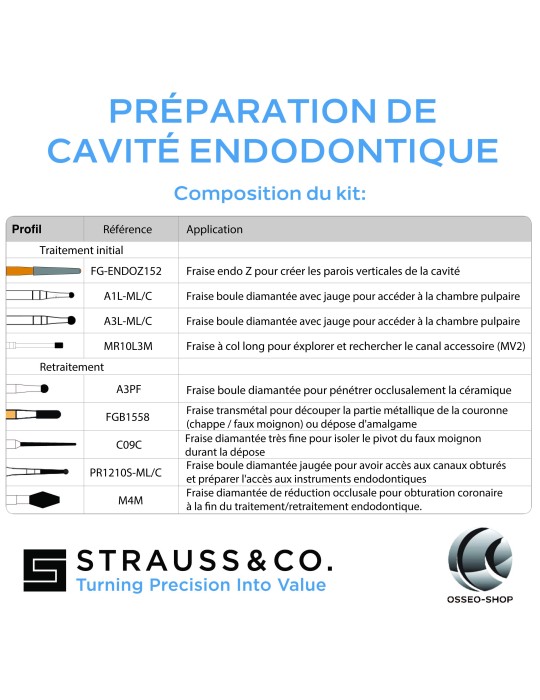 Kit de préparation de cavité endodontique
