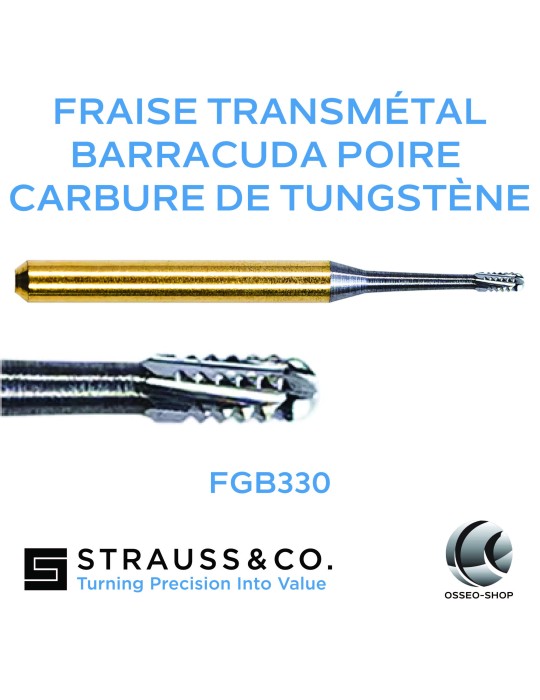 Fraise transmétal barracuda poire en carbure de tungstène