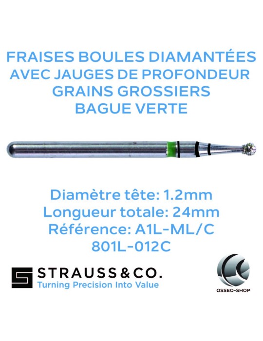 Fraises boules diamantées avec jauge de profondeur