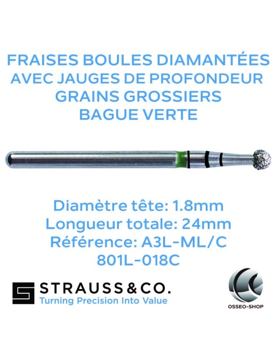 Fraises boules diamantées avec jauge de profondeur