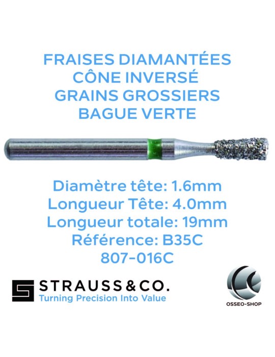 Fraises diamantées cône inversé