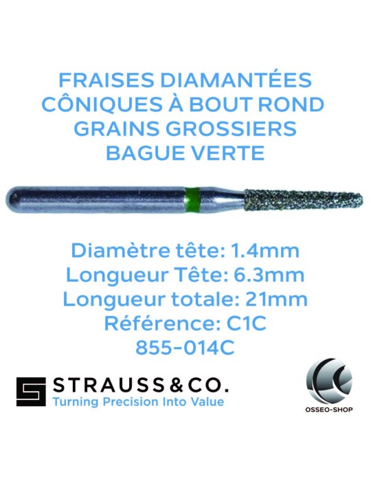 Fraises diamantées coniques à bout rond