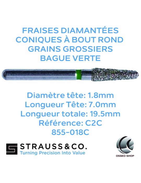 Fraises diamantées coniques à bout rond