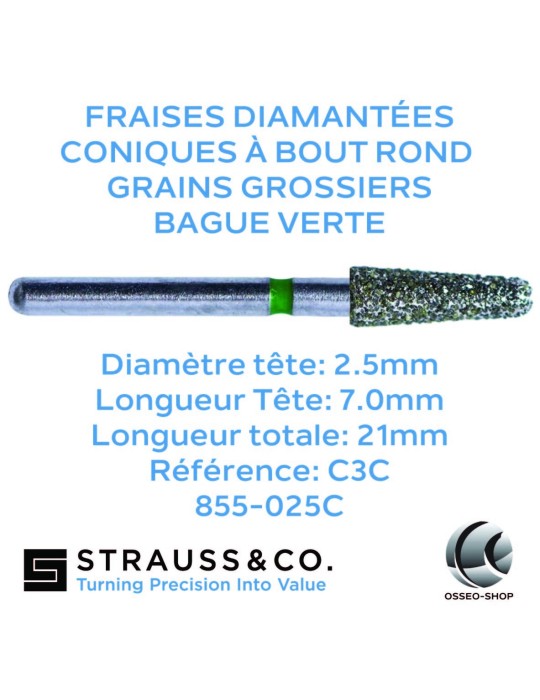 Fraises diamantées coniques à bout rond