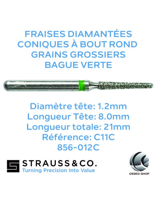 Fraises diamantées coniques à bout rond