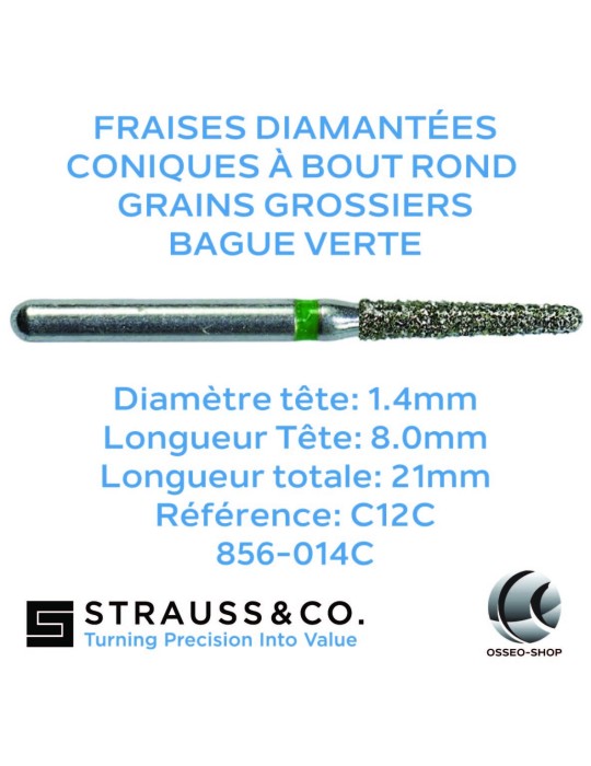 Fraises diamantées coniques à bout rond