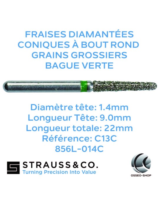 Fraises diamantées coniques à bout rond