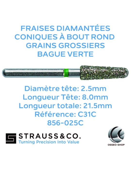 Fraises diamantées coniques à bout rond