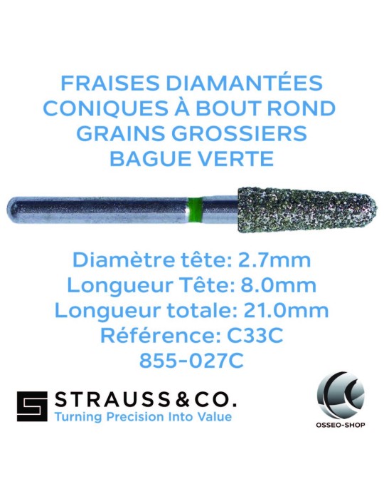 Fraises diamantées coniques à bout rond