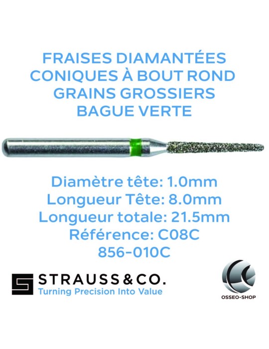 Fraises diamantées coniques à bout rond