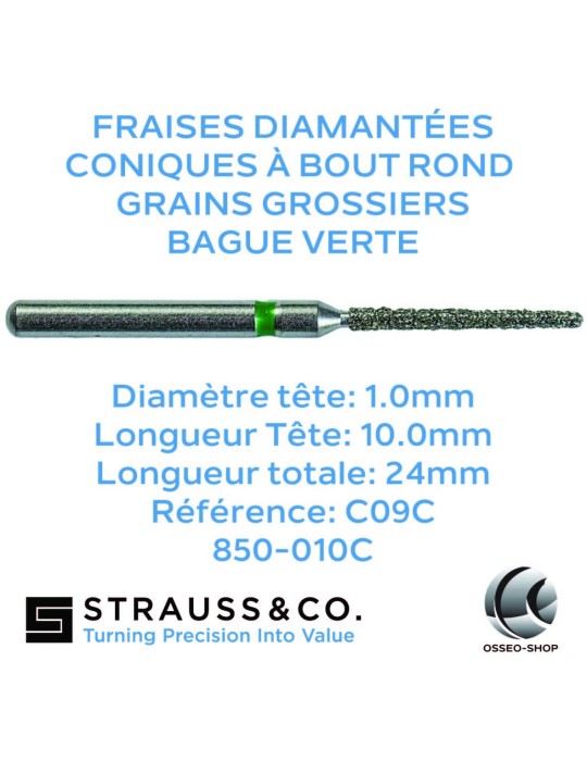 Fraises diamantées coniques à bout rond