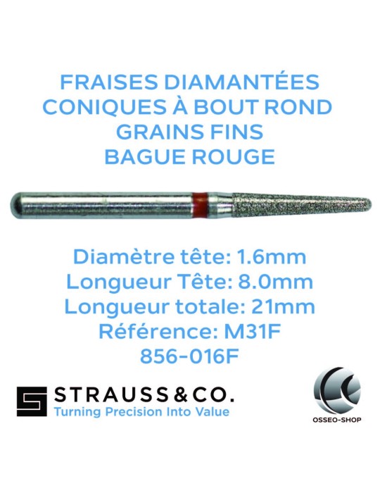 Fraises diamantées coniques à bout rond