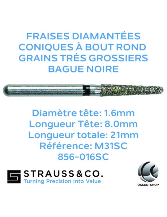 Fraises diamantées coniques à bout rond