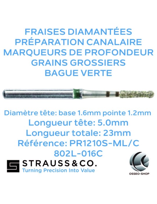 Fraises diamantées de préparation canalaire avec marqueurs de profondeur