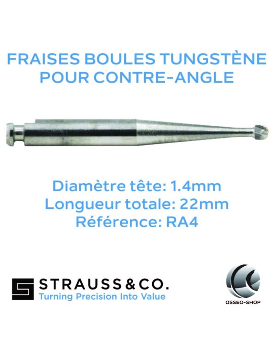 Fraises boules tungstène pour contre-angle