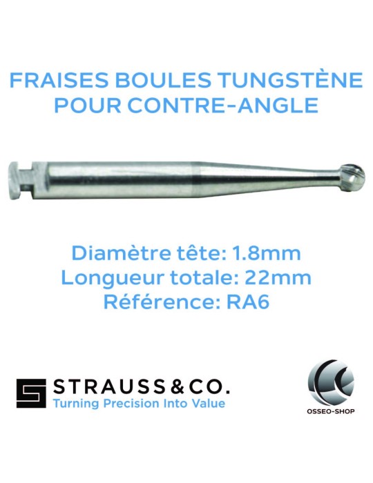 Fraises boules tungstène pour contre-angle