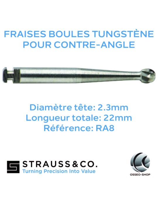 Fraises boules tungstène pour contre-angle
