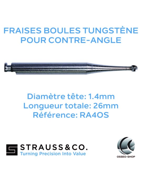 Fraises boules tungstène pour contre-angle