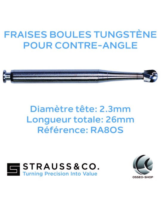 Fraises boules tungstène pour contre-angle