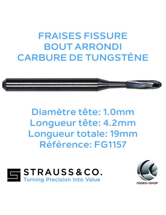 Fraise fissure à bout arrondi en carbure de tungstène
