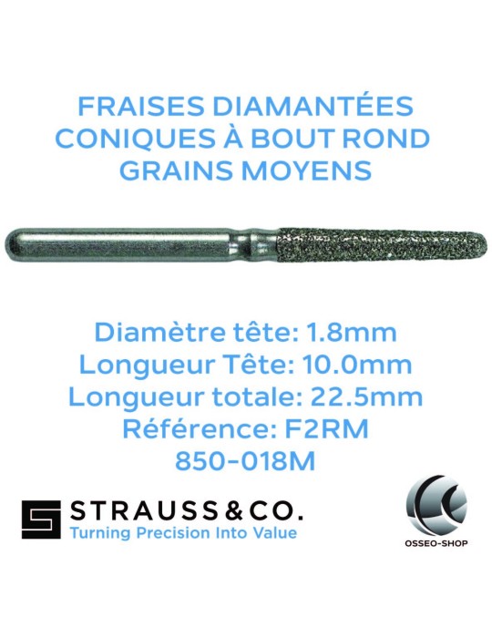 Fraises diamantées coniques à bout rond