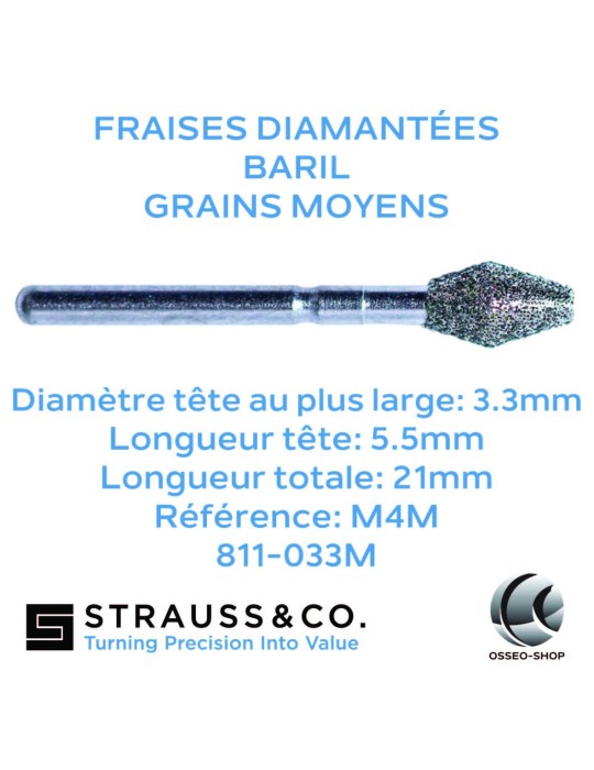 Fraises diamantées baril