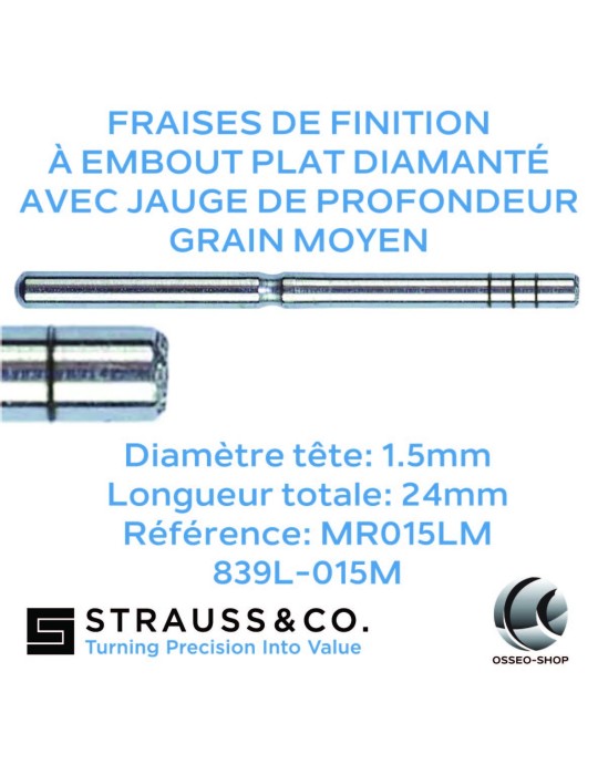 Fraises de finition à embout plat diamanté - jauge de profondeur