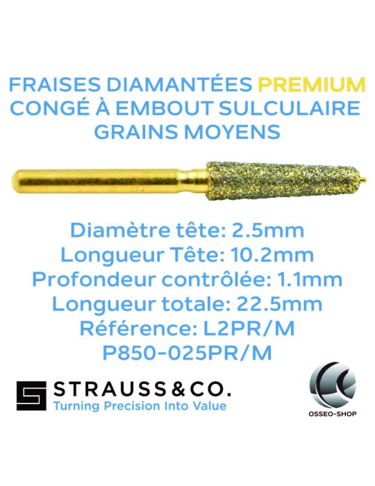Fraises diamantées congé à embouts sulculaires premium