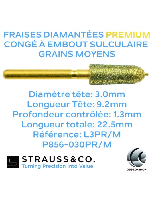 Fraises diamantées congé à embouts sulculaires premium