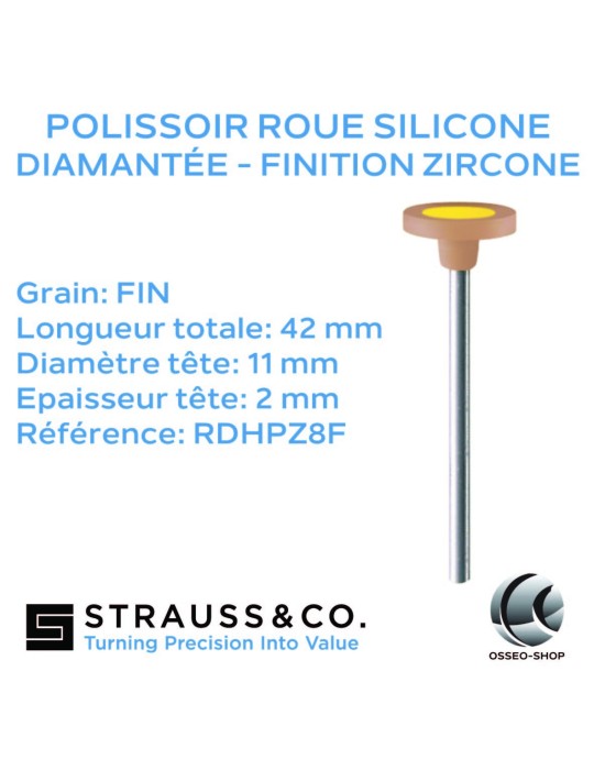 Polissoir roue silicone diamantée - Finition zircone