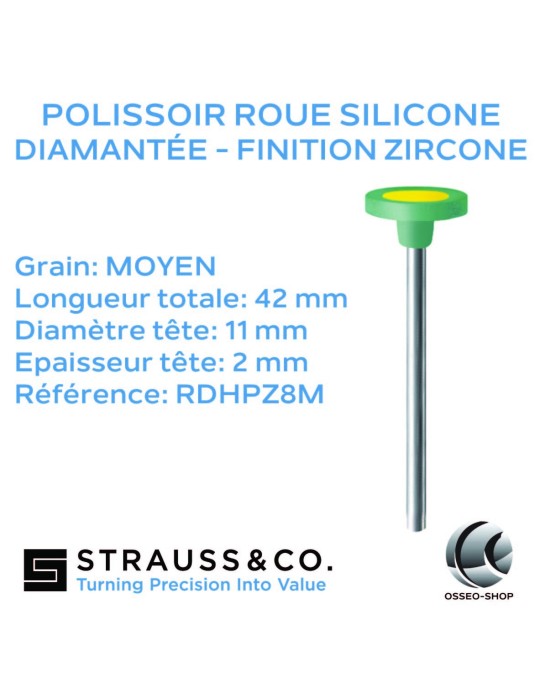 Polissoir roue silicone diamantée - Finition zircone