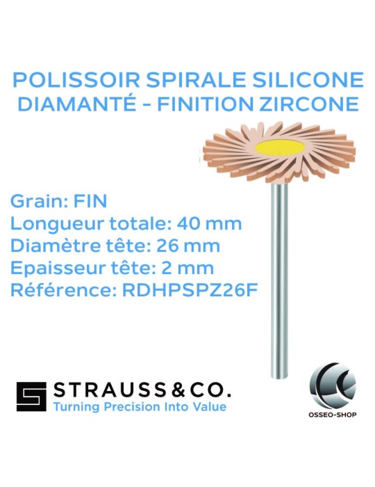 Polissoir spirale silicone diamanté - Finition zircone