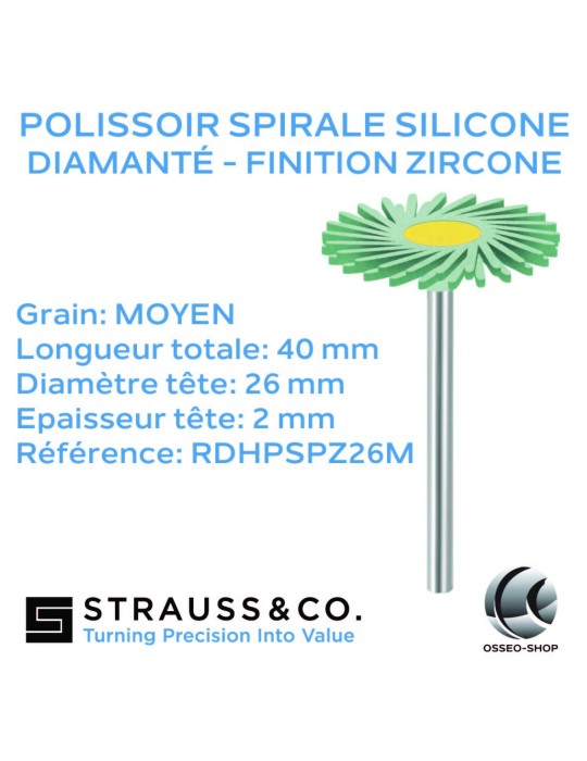 Polissoir spirale silicone diamanté - Finition zircone