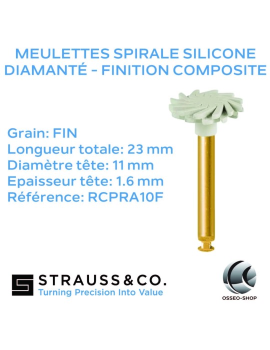 Meulettes spirale silicone diamanté - finition composite