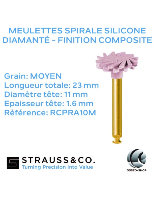 Meulettes spirale silicone diamanté - finition composite