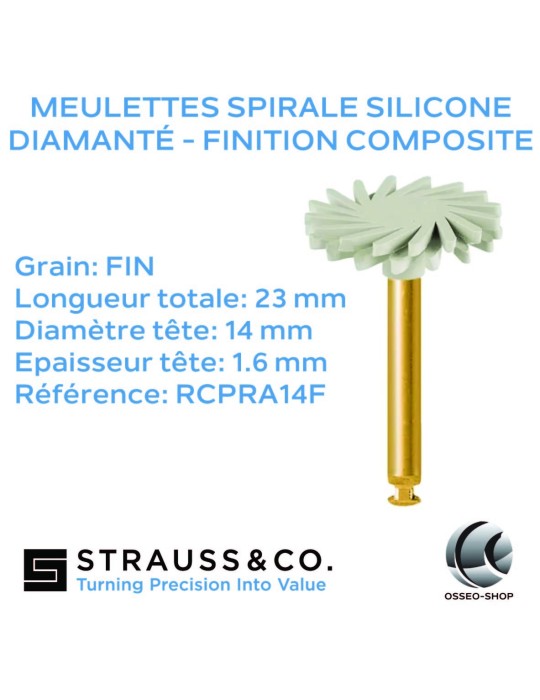 Meulettes spirale silicone diamanté - finition composite