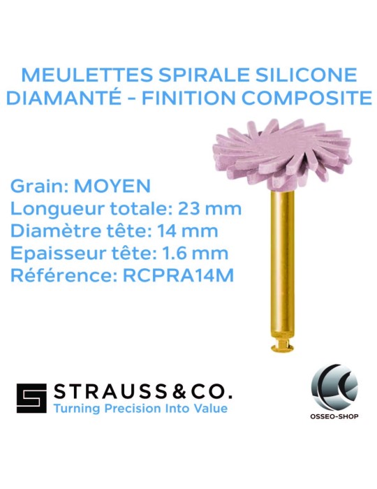 Meulettes spirale silicone diamanté - finition composite
