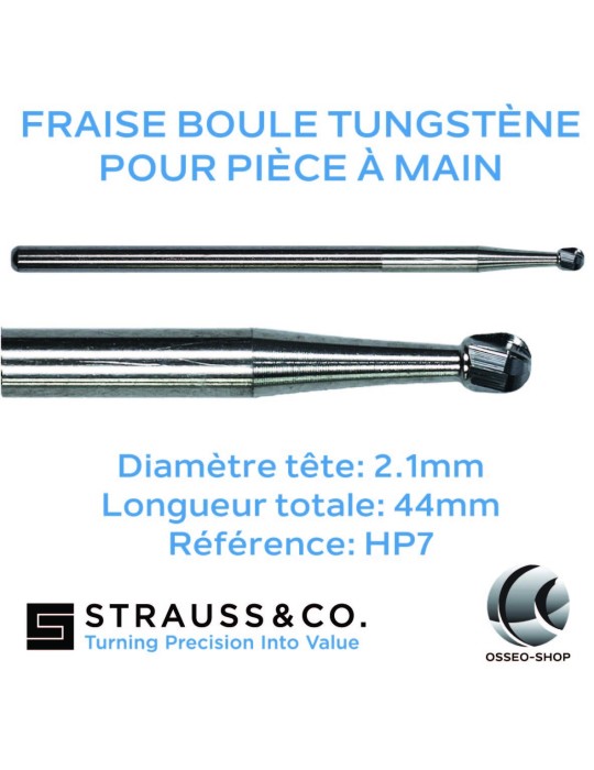 Fraises boules tungstène pour pièce à main chirurgicale - Strauss