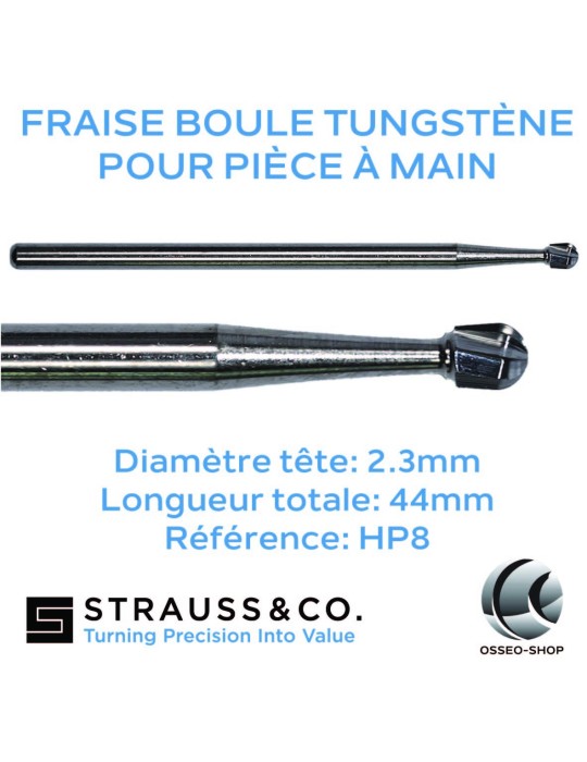 Fraises boules tungstène pour pièce à main chirurgicale - Strauss