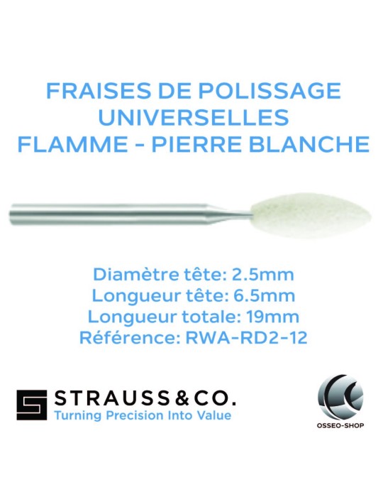 Fraises de polissage universelles flamme - Pierre blanche