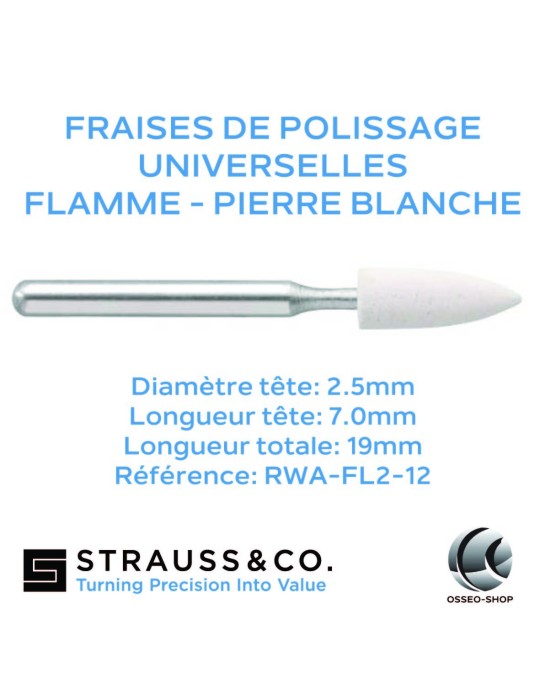 Fraises de polissage universelles flamme - Pierre blanche