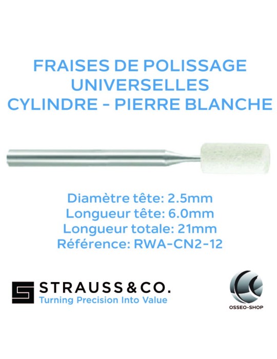 Fraises de polissage universelles cylindres - Pierre blanche