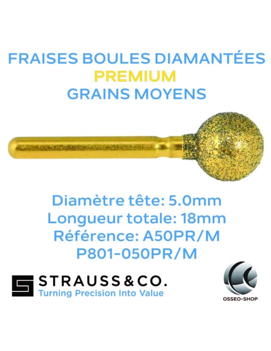 Fraises boules diamantées extra-larges - réduction occlusale