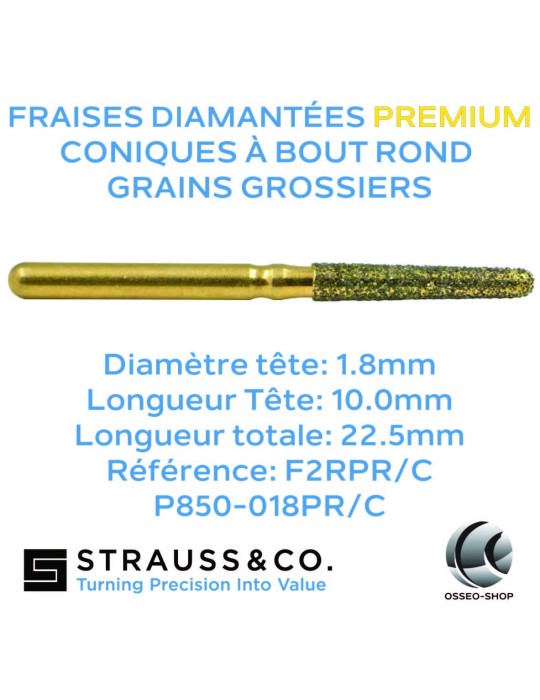 Fraises diamantées coniques à bout rond