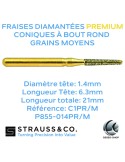 Fraises diamantées coniques à bout rond Premium