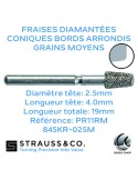 Fraises diamantées coniques bords arrondis