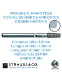 Fraises diamantées coniques à bords arrondis