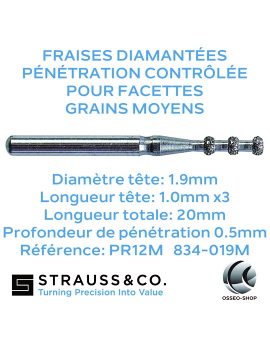 Fraises de pénétration contrôlée pour facettes