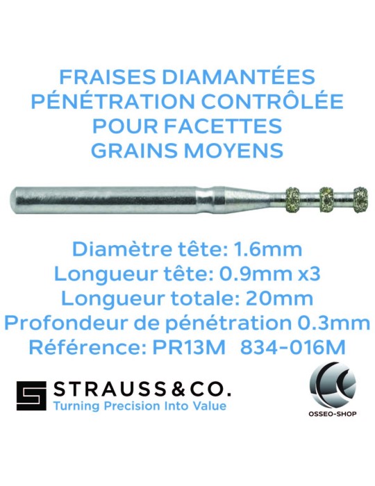 Fraises de pénétration contrôlée pour facettes